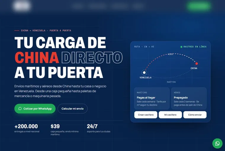 Web entregada a un courier de envios internacionales