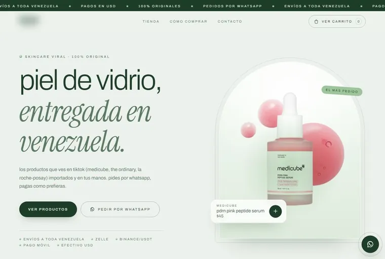 Web entregada a una tienda de skincare y cosmetica coreana